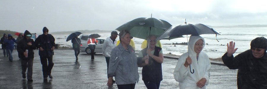 Die reÃ«nweer van verlede jaar het die Borskankerstappers geensins afgesit nie  (Argieffoto: Gansbaai Courant) 